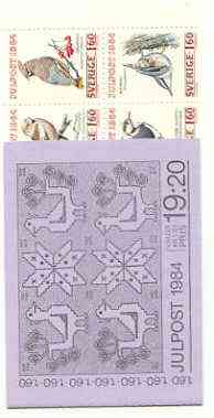 Booklet - Sweden 1984 Christmas 19k20 booklet (Birds) complete and pristine, SG SB376