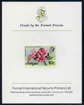 Antigua 1976 Bougainvillea 10c (without imprint) imperf proof mounted on Format International proof card (as SG 476A)