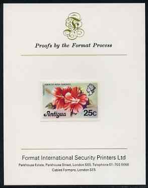 Antigua 1976 Hibiscus 25c (without imprint) imperf proof mounted on Format International proof card (as SG 479A)