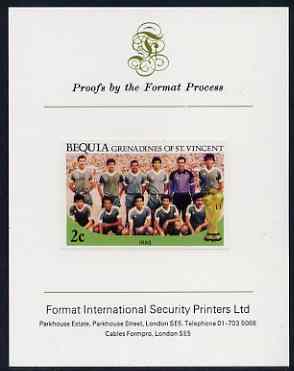 St Vincent - Bequia 1986 World Cup Football 2c (Iraqi Team) imperf proof mounted on Format International proof card