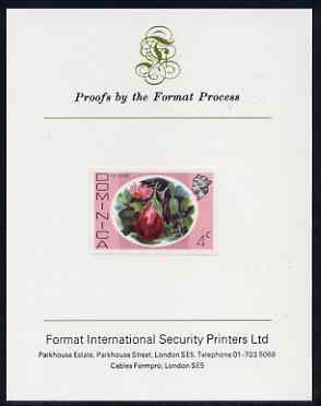 Dominica 1975-78 Egg Plant 4c imperf proof mounted on Format International proof card, as SG 494