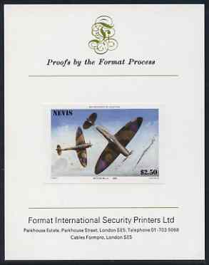 Nevis 1986 Spitfire $2.50 (Mark 1A in Battle of Britain) imperf proof mounted on Format International proof card (as SG 373) 