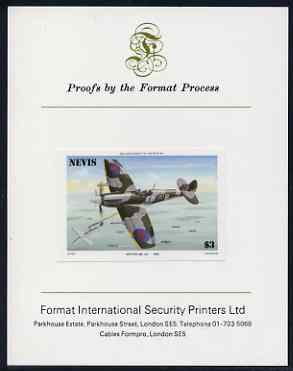 Nevis 1986 Spitfire $3 (Mark XII) imperf proof mounted on Format International proof card (as SG 374) 