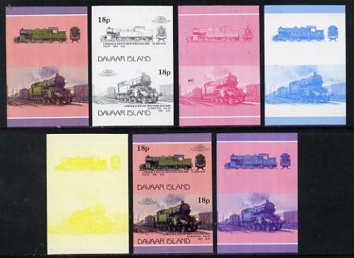 Davaar Island 1983 Locomotives #1 L&SW Class H16 4-6-2T loco 18p set of 7 imperf se-tenant progressive colour proofs comprising the 4 individual colours plus 2, 3 and all 4-colour composites unmounted mint