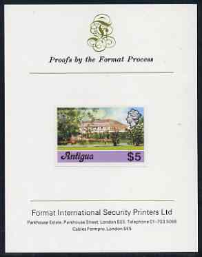 Antigua 1976 Government House $5 (without imprint) imperf proof mounted on Format International proof card (as SG 485A)