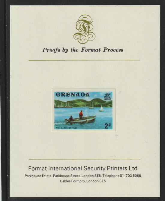 Grenada 1975 Carenage Taxi 2c imperf proof mounted on Format International proof card (as SG 651)