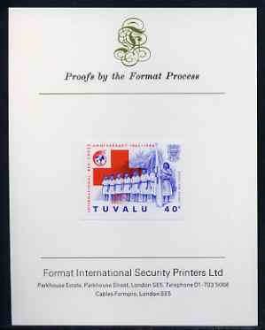 Tuvalu 1988 Red Cross 40c imperf proof mounted on Format International proof card (as SG 519)