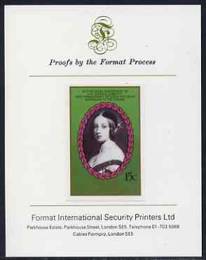 St Vincent - Bequia 1987 Ruby Wedding 15c (young Queen Victoria) imperf proof mounted on Format International proof card 