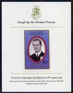 St Vincent - Bequia 1987 Ruby Wedding $2.50 (Duke of Edinburgh) imperf proof mounted on Format International proof card 