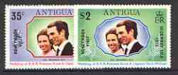 Antigua 1973 Royal Wedding set of 2 opt'd for 'Honeymoon Visit' unmounted mint (SG 373-74)