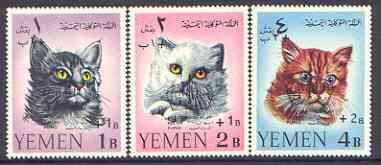 Yemen - Royalist 1967 Surcharges set of 3 Cats unmounted mint, SG R269-71