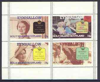 Eynhallow 1985 Life & Times of HM Queen Mother perf sheetlet of 4 with vertical perforations doubled unmounted mint