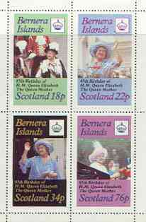 Bernera 1985 Life & Times of HM Queen Mother perf sheetlet of 4 values (18p, 22p, 34p & 76p) unmounted mint