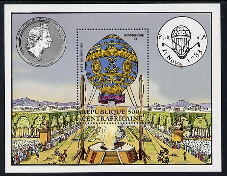 Central African Republic 1983 Manned Flight (Balloons) m/sheet unmounted mint SG MS 934