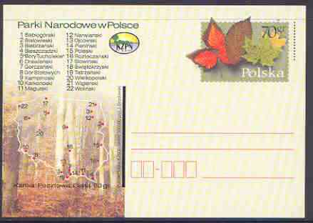 Poland 2000 National Parks 70gr p/stationery postcard unused and pristine
