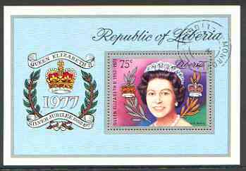 Liberia 1977 Silver-Jubilee perf m/sheet fine cto used, SG MS 1323