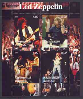 Kalmikia Republic 2000 Led Zeppelin perf sheetlet containing 4 values (vertical designs) unmounted mint