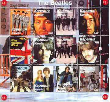 Karelia Republic 2000 The Beatles perf sheetlet containing complete set of 12 values unmounted mint