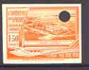 Peru 1937 pictorial of Las Palmas Aerodrome, Lima 1.50s imperf colour trial in orange with Waterlow & Son security punch hole as SG 633