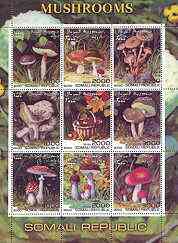 Somalia 2000 Mushrooms #1 perf sheetlet containing set of 9 values unmounted mint