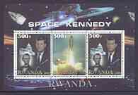 Rwanda 2000 Space Kennedy perf sheetlet containing set of 3 values unmounted mint