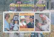 Tadjikistan 2000 Remembering Diana #2 perf sheetlet containing set of 3 values unmounted mint