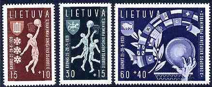 Lithuania 1939 Basketball Championship set of 3 unmounted mint, SG 432-34