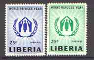 Liberia 1960 World Refugee Year set of 2 unmounted mint, SG 827-28*