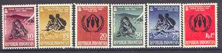 Indonesia 1960 World Refugee Year set of 6 unmounted mint, SG 824-29*