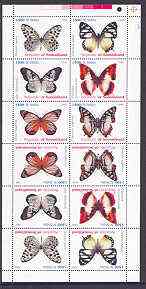 Somaliland 1999 Butterflies perf sheetlet of 12 values containing 2 sets of 6 arranged tete-beche unmounted mint 