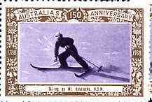 Australia 1938 Skiing on Mt Kosciusko Poster Stamp from Australia's 150th Anniversary set, unmounted mint