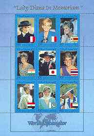 Somalia 1998 Princess Diana Memoriam (World Ambassador) perf sheetlet containing set of 9 values unmounted mint