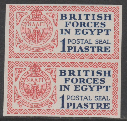 Egypt 1932 British Forces 1p Postal Seal marginal imperf pair, SG A1 normal pair cat £190....