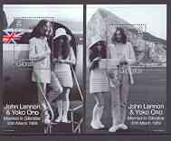 Gibraltar 1999 30th Wedding of John Lennon & Yoko Ono set of 2 m/sheets unmounted mint, SG MS 880