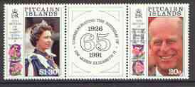 Pitcairn Islands 1991 Royal Birthdays se-tenant set of 2 plus label unmounted mint SG 399a
