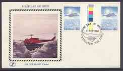 Australian Antarctic Territory 1986 illustrated cover (Helicopter) bearing Treaty 36c gutter pair with first day of issue cancel