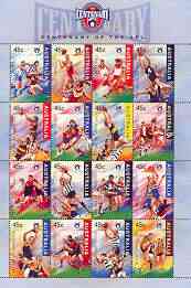 Australia 1996 Centenary of Football League perf sheetlet containing set of 16 values unmounted mint, SG 1590a