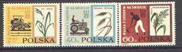Poland 1963 Freedom From Hunger set of 3 unmounted mint, SG 1358-60