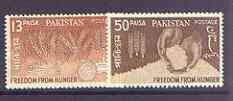 Pakistan 1963 Freedom From Hunger set of 2 unmounted mint, SG 184-85