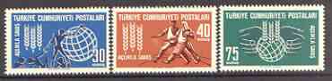 Turkey 1963 Freedom From Hunger set of 3 unmounted mint, SG 2010-12