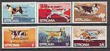 Stroma 1970 Dogs perf set of 6 each opt'd in error '6th Anniversary of Death of Sir Winston Churchill' unmounted mint