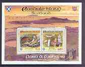 Easdale 1998 19th World Scout Jamboree overprinted in gold on Flora & Fauna definitive 26p (Fungi) & Â£5 (Animals) perf sheetlet of 2 unmounted mint