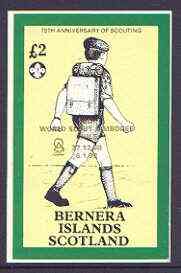 Bernera 1998 19th World Scout Jamboree opt'd in gold on 1982 75th Anniversary of Scouting imperf deluxe sheet Â£2 value unmounted mint