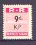 Northern Rhodesia 1951-68 Railway Parcel stamp 9d (small numeral - sans serif) overprinted KP (Kapiri M'Posho) unmounted mint* 