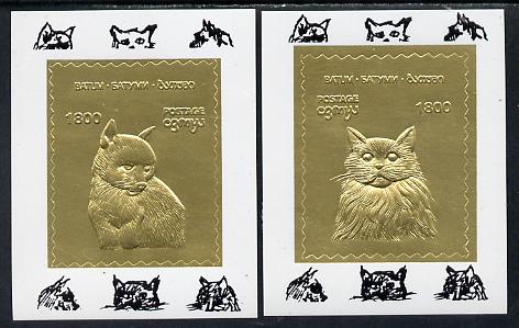 Batum 1994 Cats set of 2 s/sheets in gold