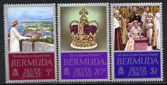 Bermuda 1977 Silver Jubilee set of 3 unmounted mint, SG 371-73
