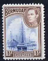 Bermuda 1938-52 KG6 Ships in Hamilton Harbour 1.5d light blue & purple-brown U/M, SG 111b