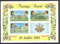 Comoro Islands 1981 Royal Wedding imperf sheetlet containing set of 3 plus label unmounted mint, as SG MS 455, Mi BL 232B