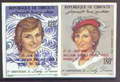 Djibouti 1982 Birth of Prince William opt on 21st Birthday imperf set of 2 unmounted mint, Mi 346-47B