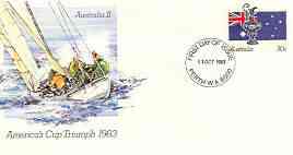 Australia 1983 America's Cup Triumph for Australia II 30c postal stationery envelope with first day cancel
